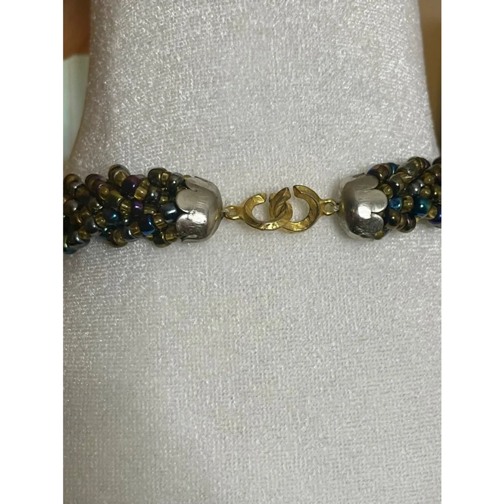 Large Boho Nautilus shell pendant Statement Necklace braided bead strands Beach - Picture 8 of 10